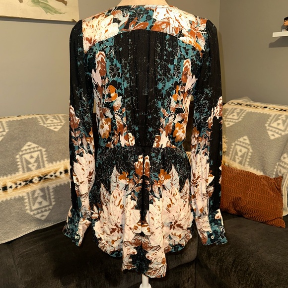 Free People NWT Mikayla Floral Print Tunic Long Sleeve Blouse Size XS/Small - Picture 5 of 16
